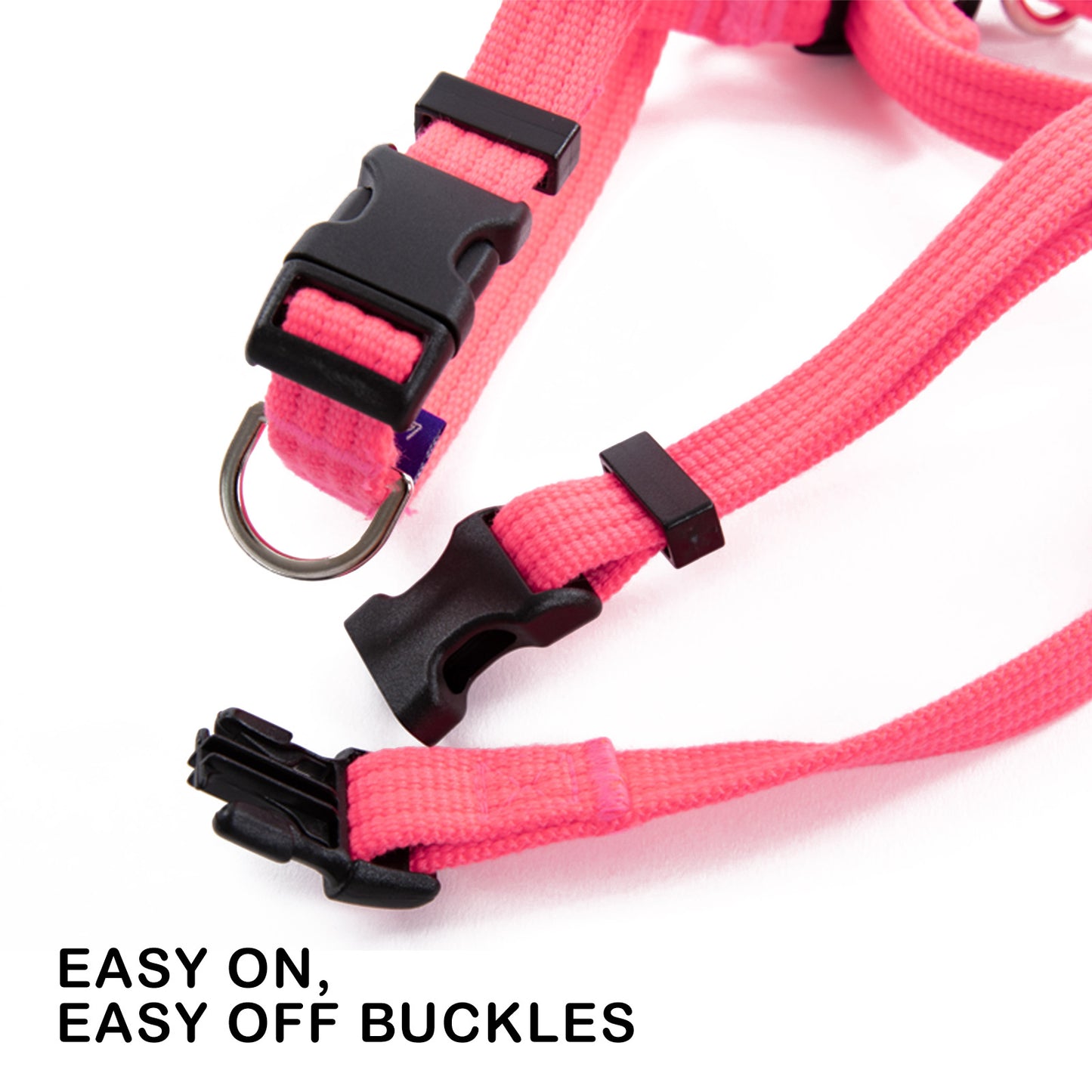 Banhamsisun Dog Double-Lined Straps No Pull Harness and Lead Set NEON CAROL-PINK - Large