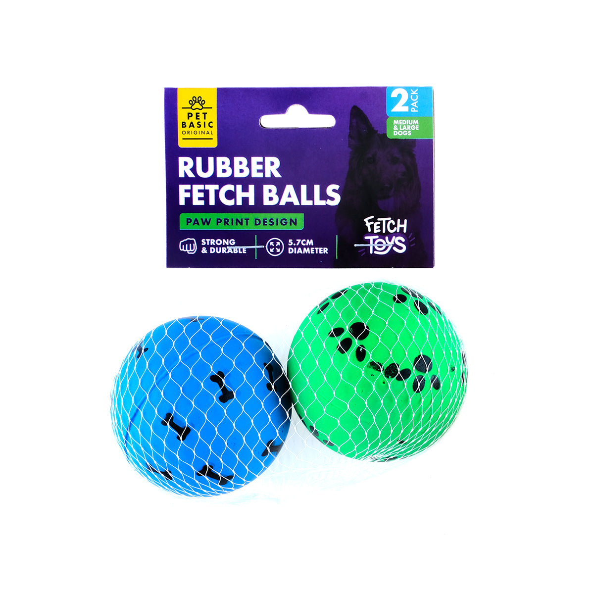 Pet Basic Rubber Fetch Balls Durable Paw & Bone Printed 5.7cm - 48PC