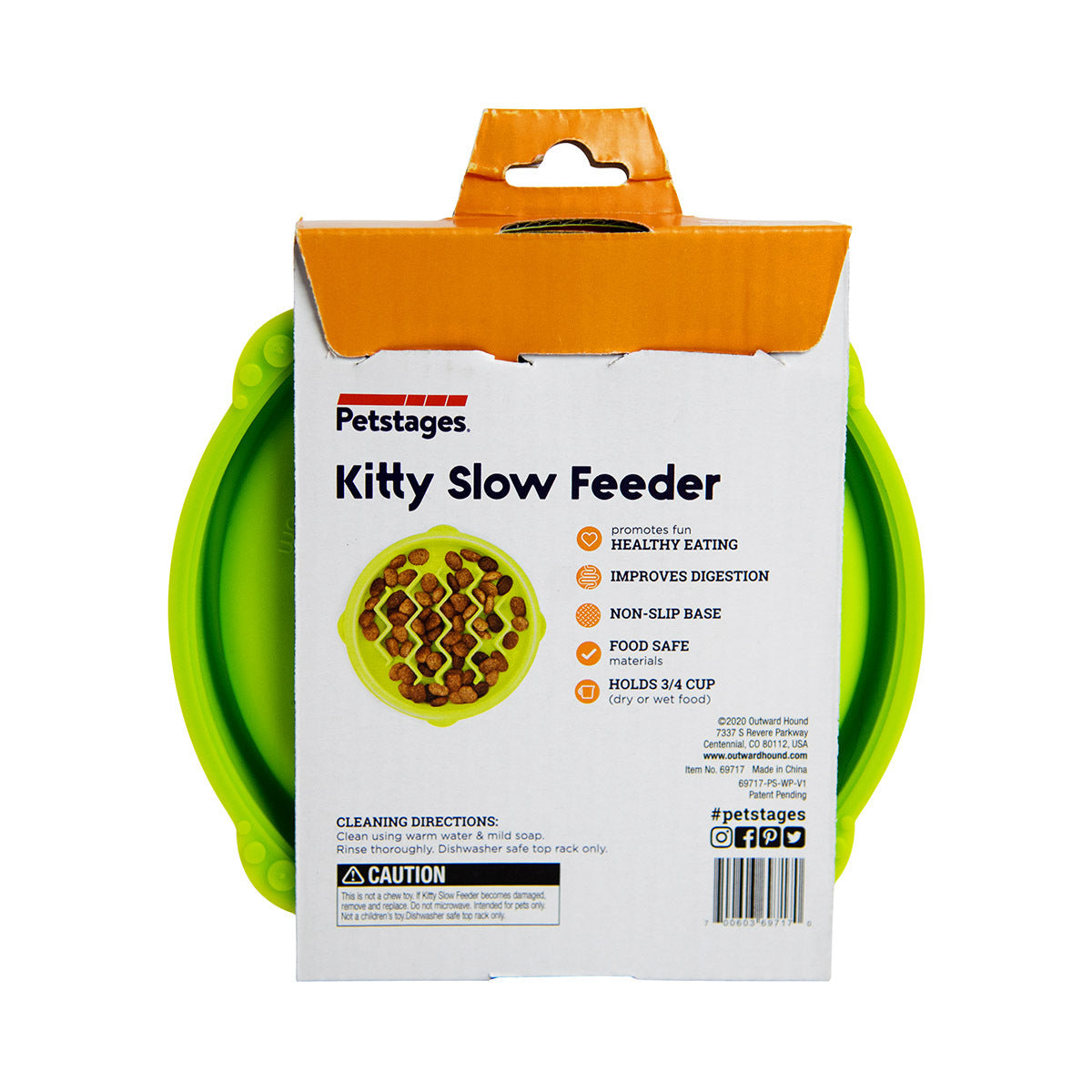 Cat Fun Slow Feeder Wave Bowl - Green - X Small by Petstages