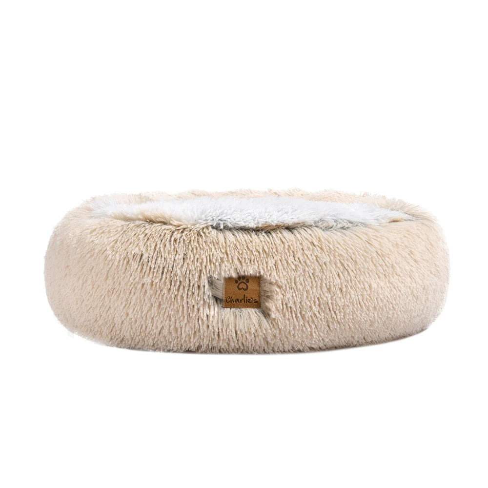 Charlie’s Faux Fur Snookie Hooded Pet Bed – Cream