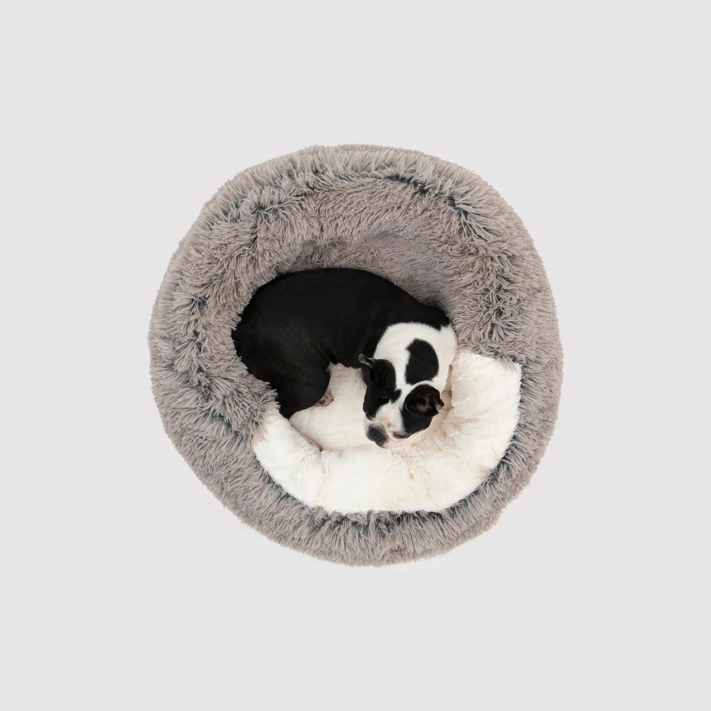 Charlie’s Faux Fur Snookie Hooded Pet Bed – Grey