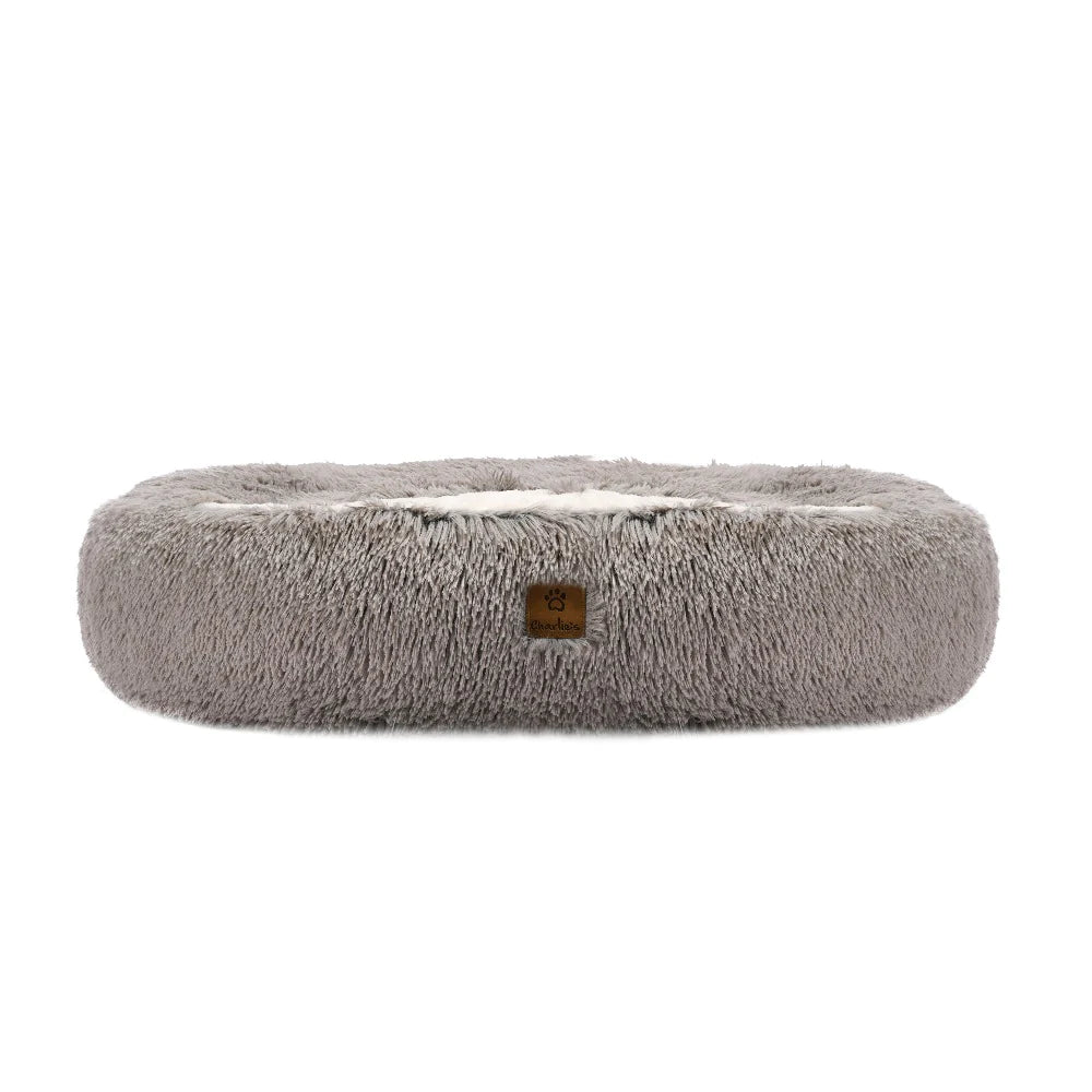 Charlie’s Faux Fur Snookie Hooded Pet Bed – Grey