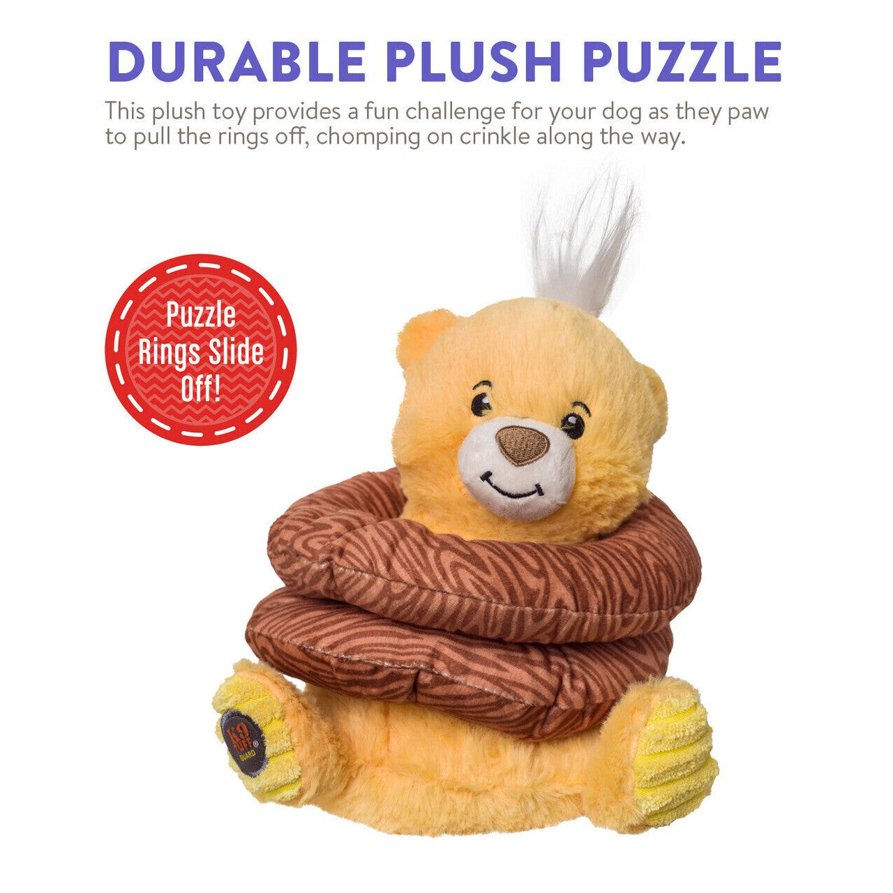 Charming Pet Ringamals Plush Puzzle Dog Toy - Bear