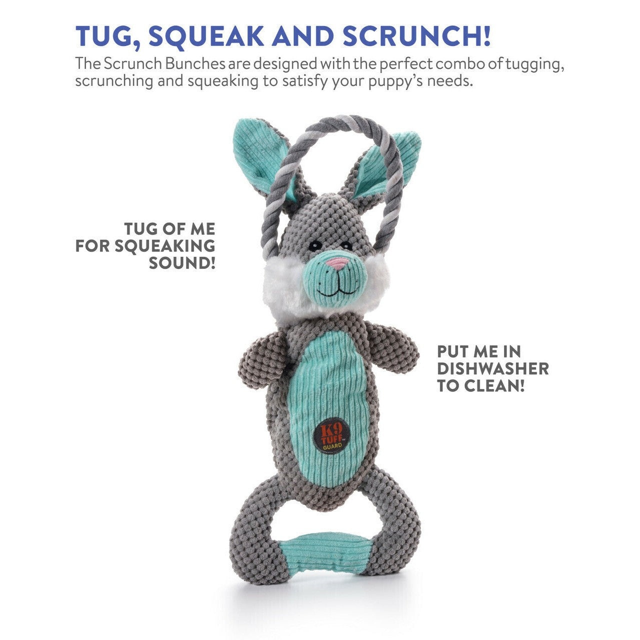 Charming Pet Scrunch Bunch & Squeak Dog Toy - Bunny