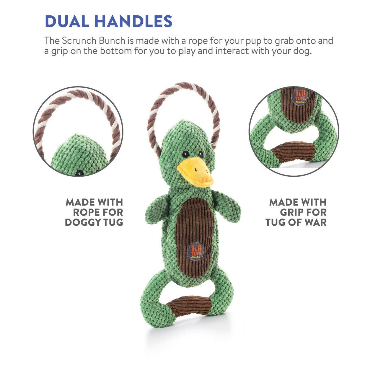 Charming Pet Scrunch Bunch & Squeak Dog Toy - Duck