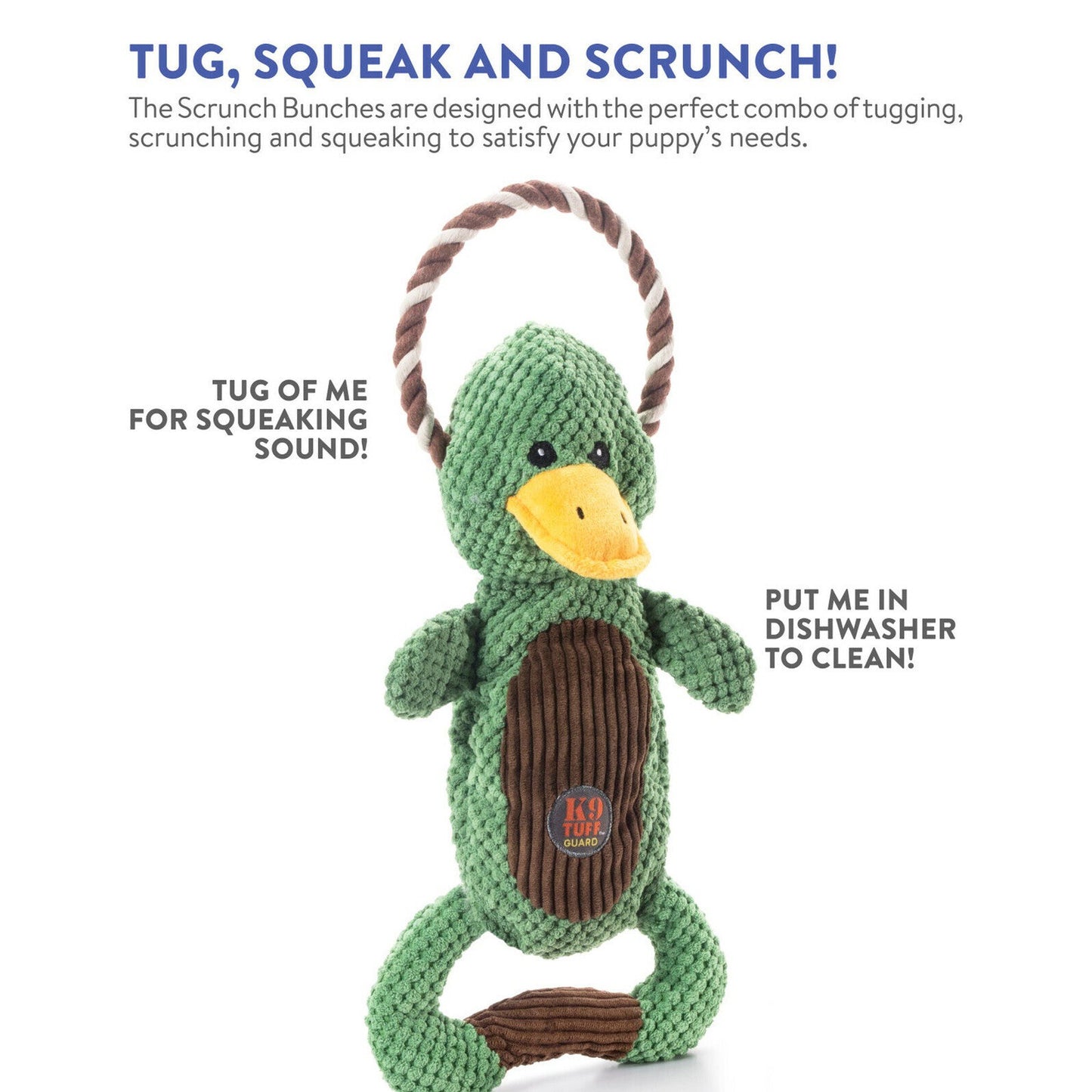 Charming Pet Scrunch Bunch & Squeak Dog Toy - Duck