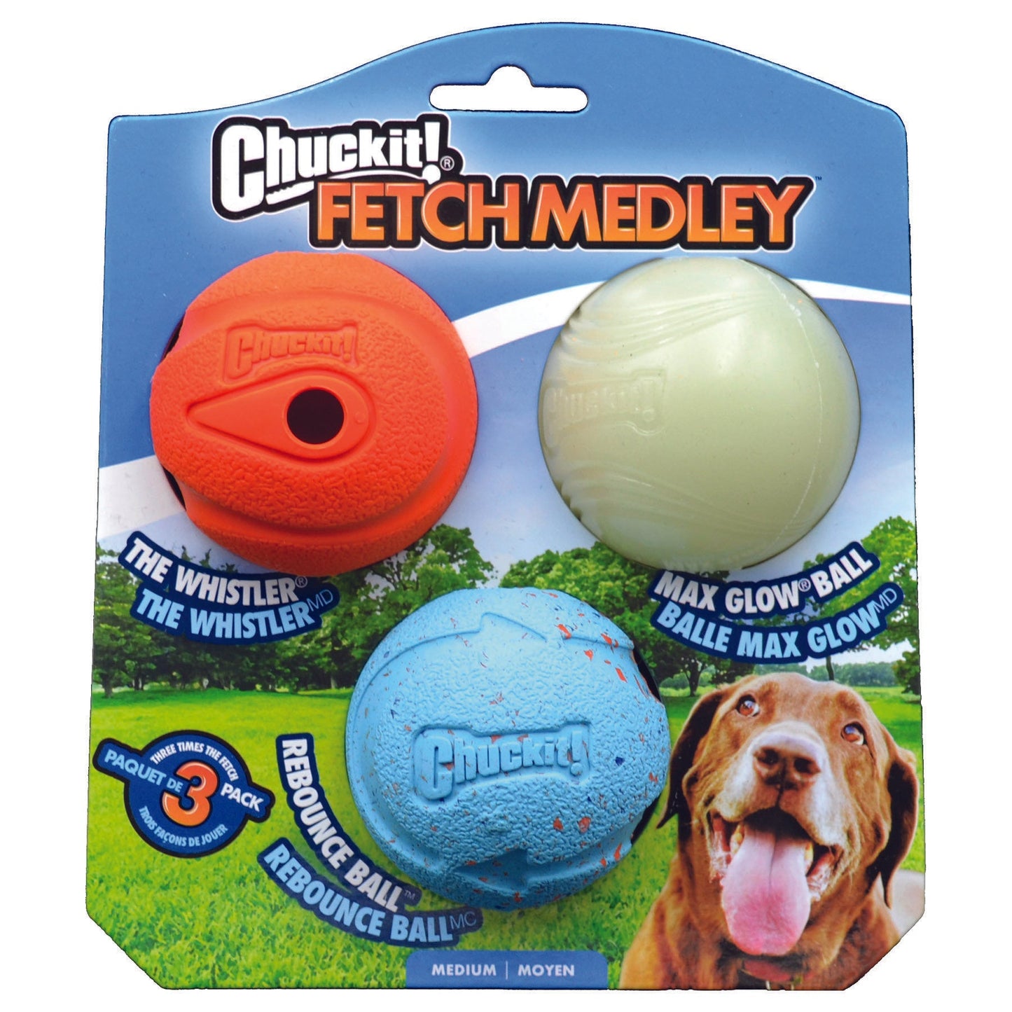 Chuck It Assorted FetchMedley Ball Medium – Pack 3