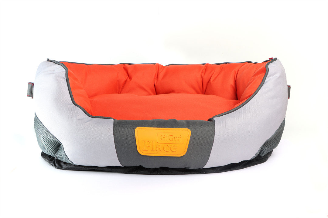 GiGwi Canvas Round Bed – Red/Orange