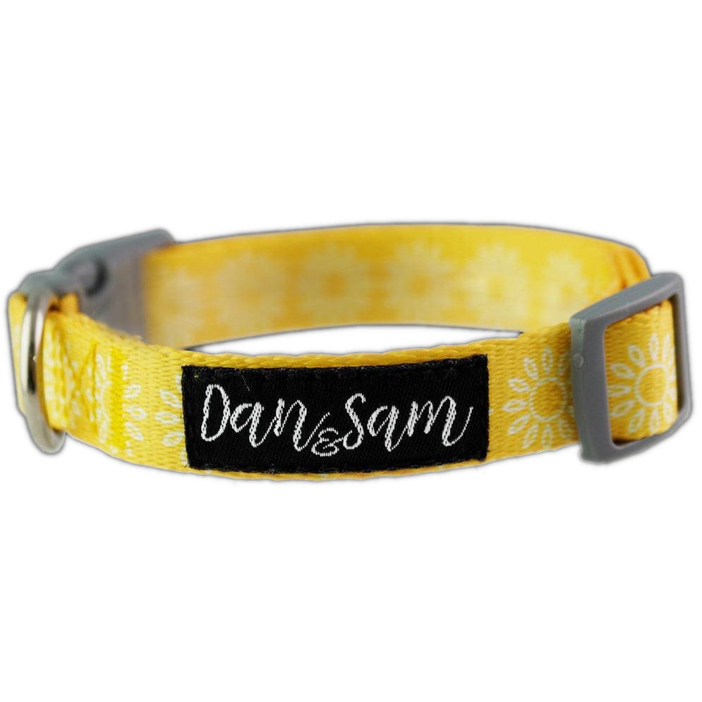 Dan & Sam Adjustable Polyester Dog Webbing Collar – Sunflower