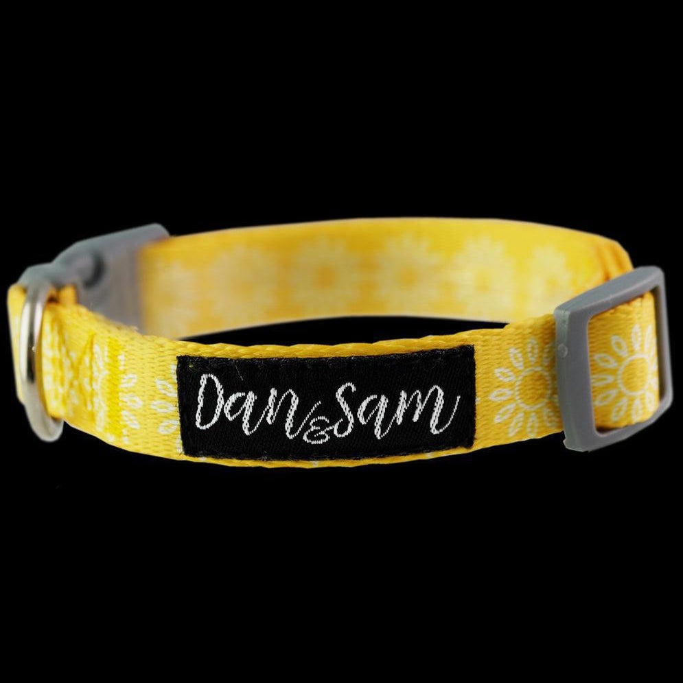 Dan & Sam Adjustable Polyester Dog Webbing Collar – Sunflower