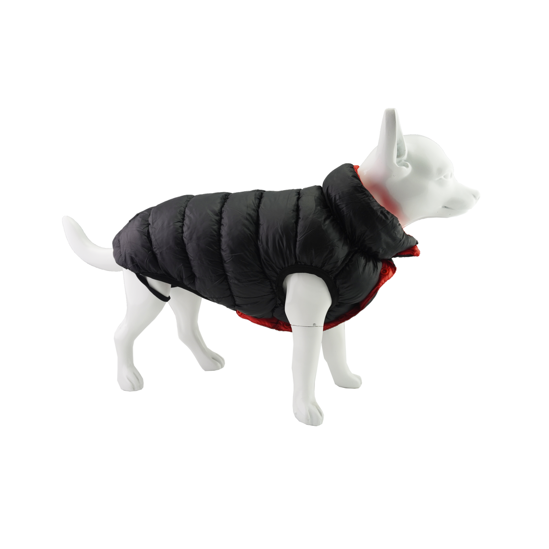 Dan & Sam Dog REVERSIBLE Puffer Jacket – RED/BLACK