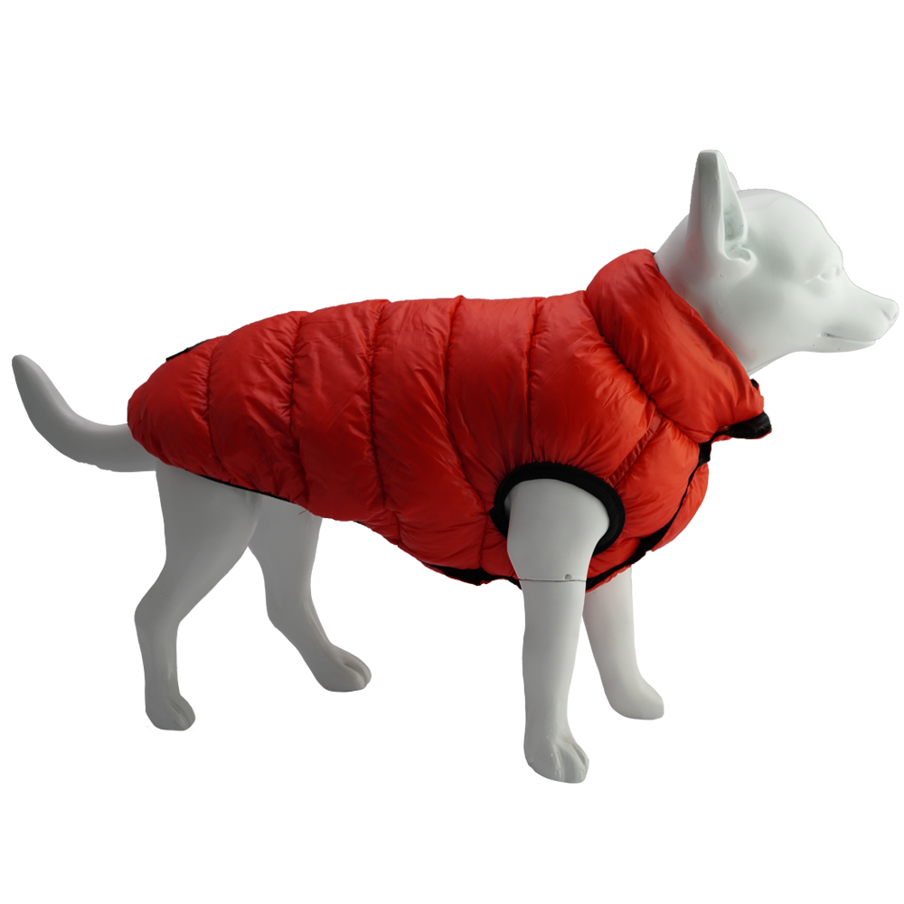 Dan & Sam Dog REVERSIBLE Puffer Jacket – RED/BLACK