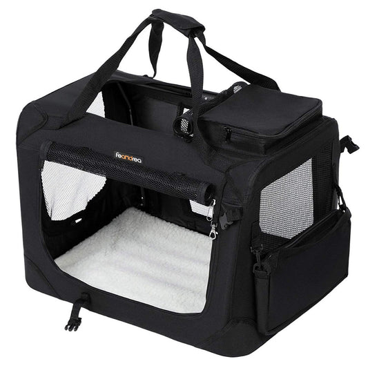 FEANDREA Folding Fabric Pet Carrier 60cm Black