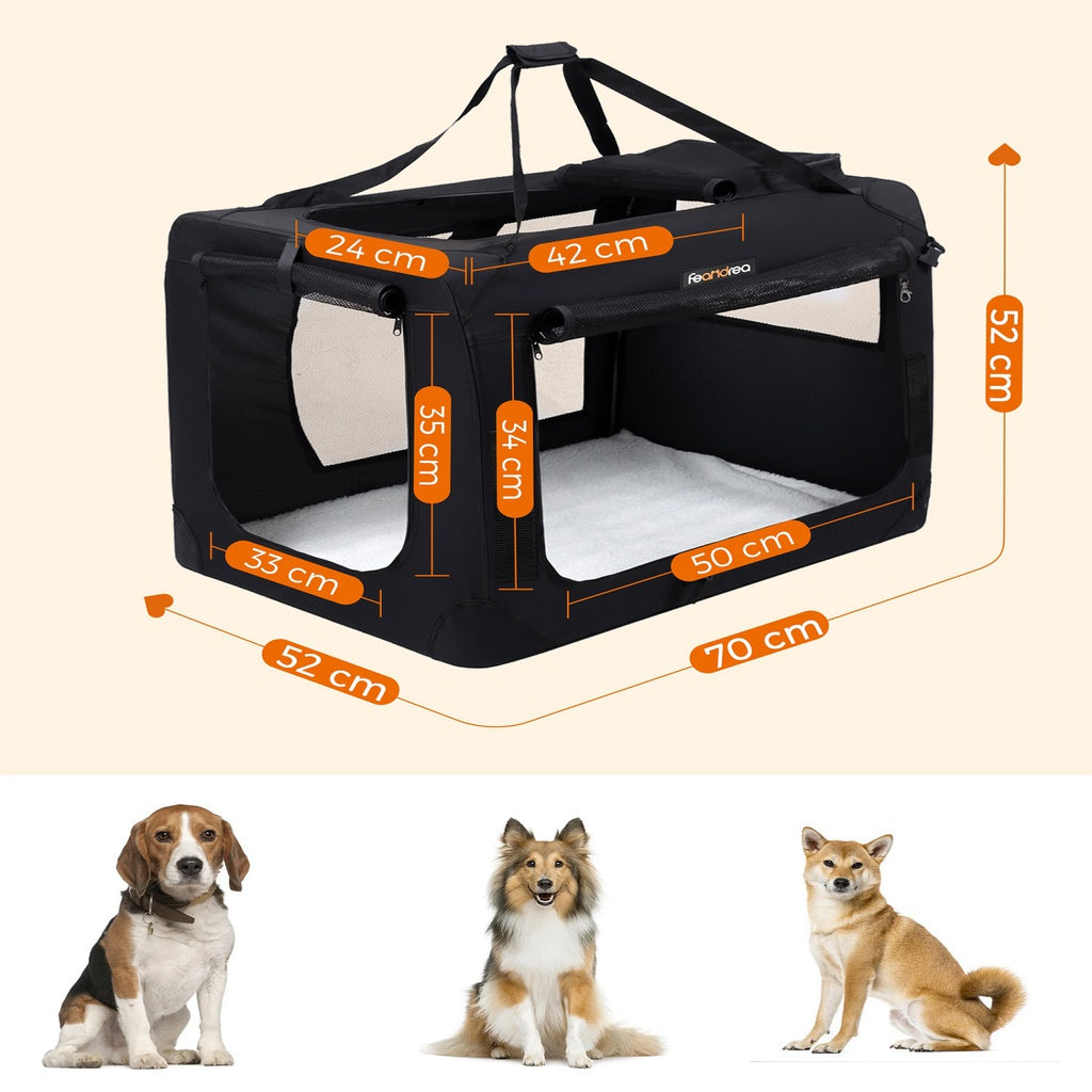 FEANDREA Folding Fabric Pet Carrier 70cm Black