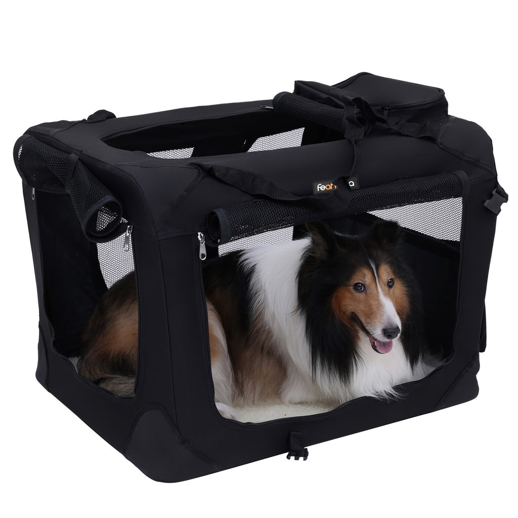 FEANDREA Folding Fabric Pet Carrier 70cm Black