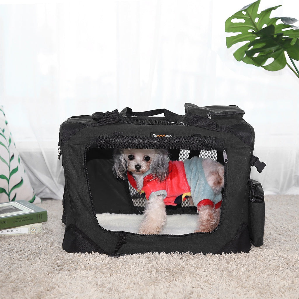 FEANDREA Folding Fabric Pet Carrier 70cm Black