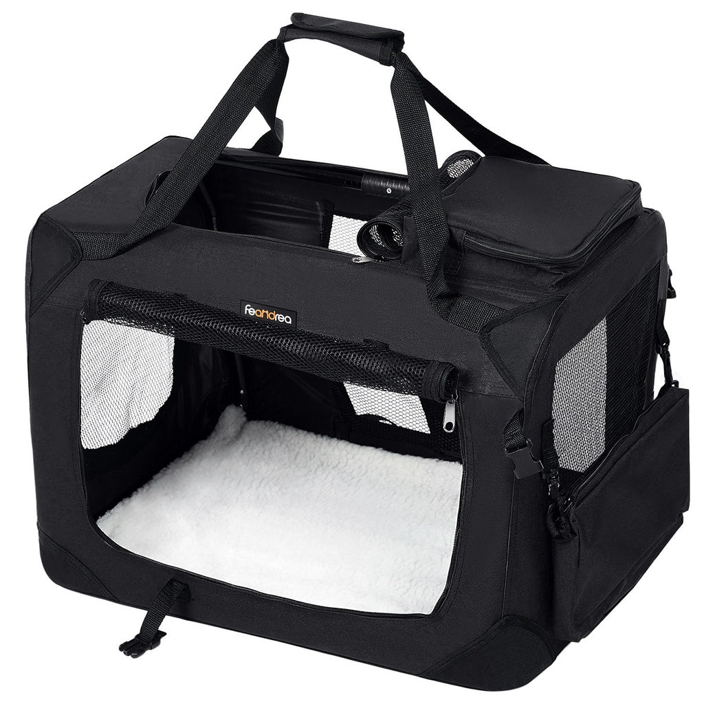 FEANDREA Folding Fabric Pet Carrier 70cm Black