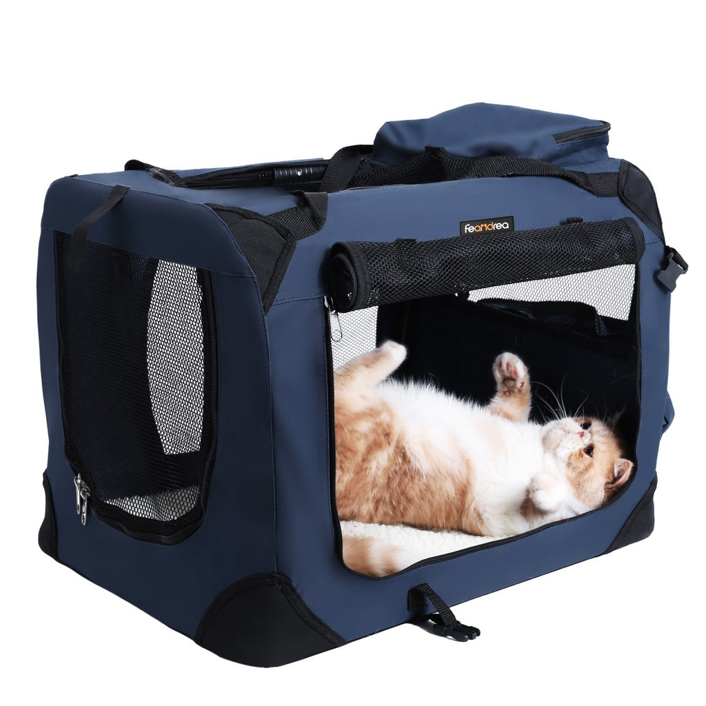 FEANDREA Folding Fabric Pet Carrier 70cm Dark Blue