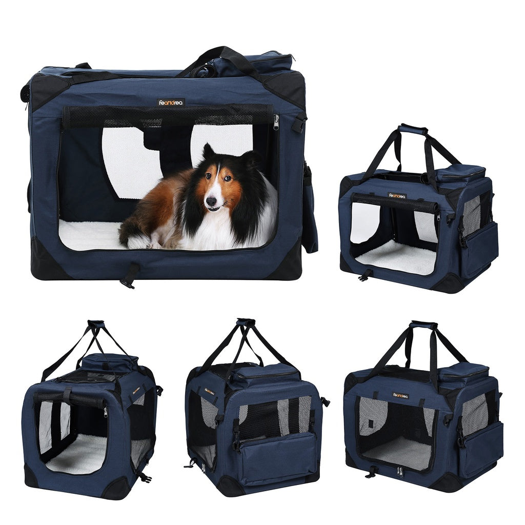 FEANDREA Folding Fabric Pet Carrier 70cm Dark Blue