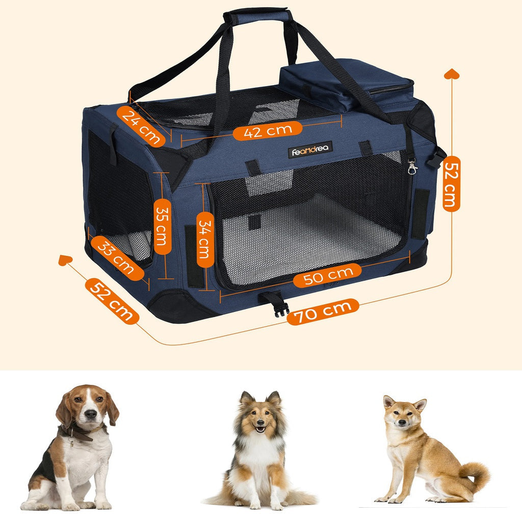 FEANDREA Folding Fabric Pet Carrier 70cm Dark Blue