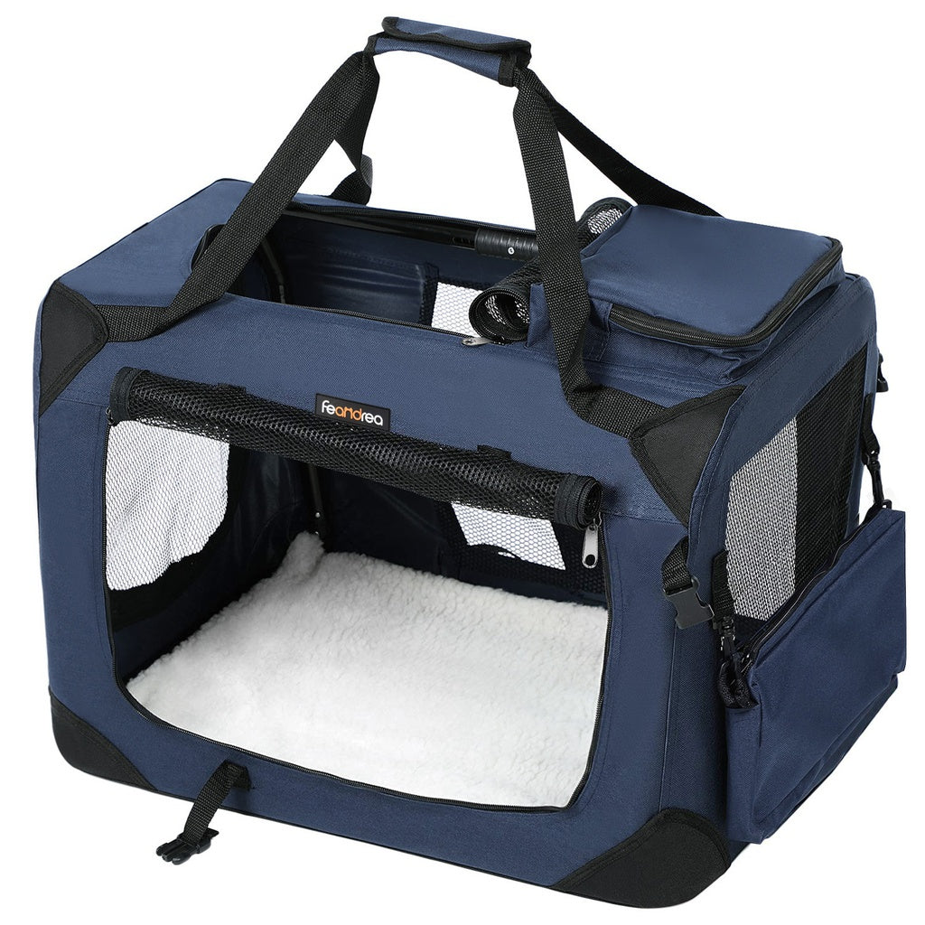 FEANDREA Folding Fabric Pet Carrier 70cm Dark Blue