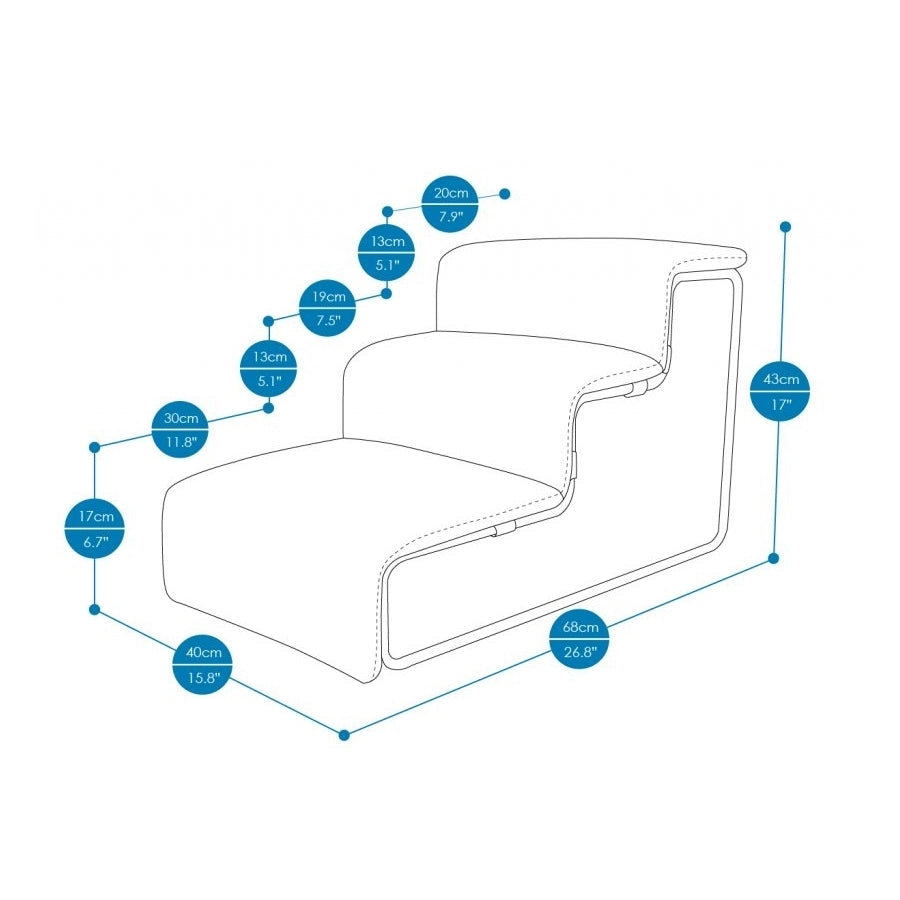 Ibiyaya Everest Practical Pet Stairs for Cats & Dogs - NEW Large Steps - Grey