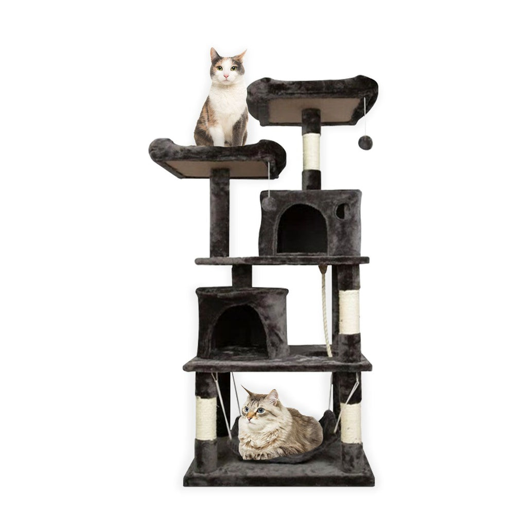 FLOOFI Plush Cat Condo Cat Tree Dark Grey 145cm