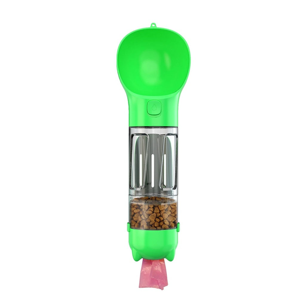 Floofi 4 in 1 Dog water bottle scooper & feeder Green