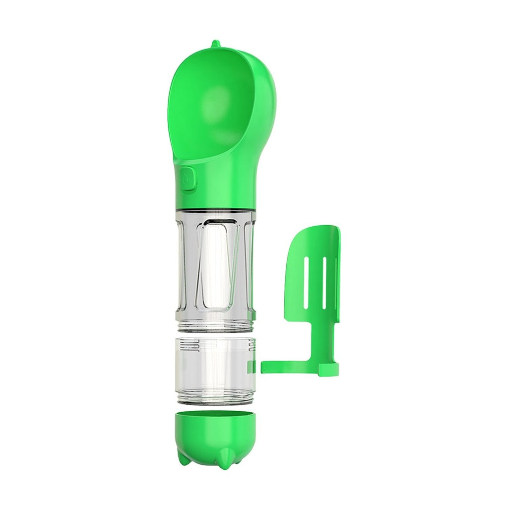 Floofi 4 in 1 Dog water bottle scooper & feeder Green