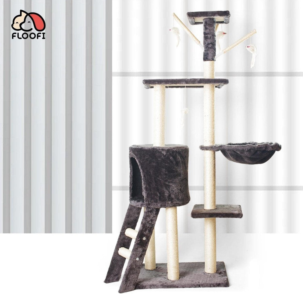 Floofi 5 Layer Plush Cat Tree 138cm Dark Grey