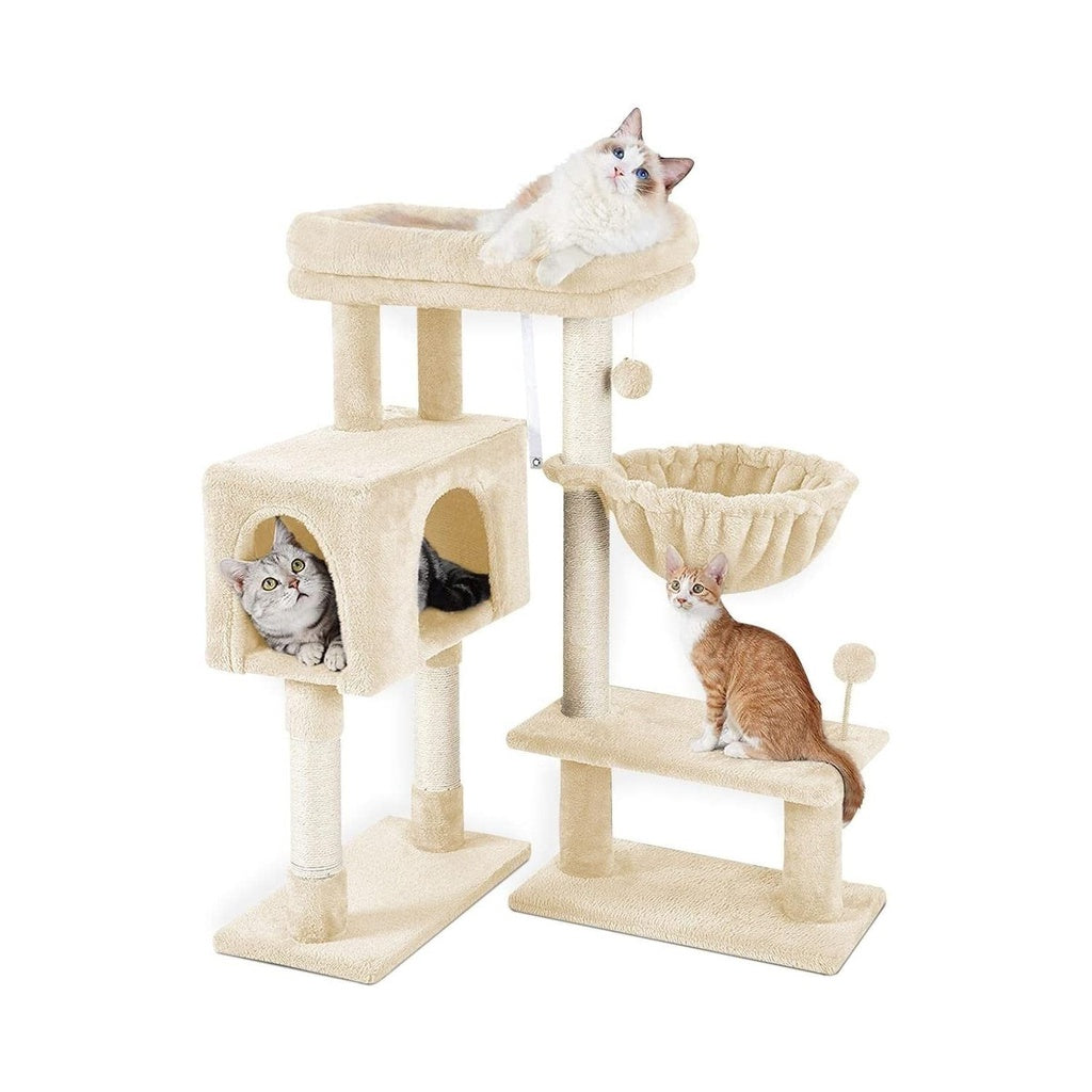 Floofi Adjustable Base Plush Cat Tree Beige 97cm