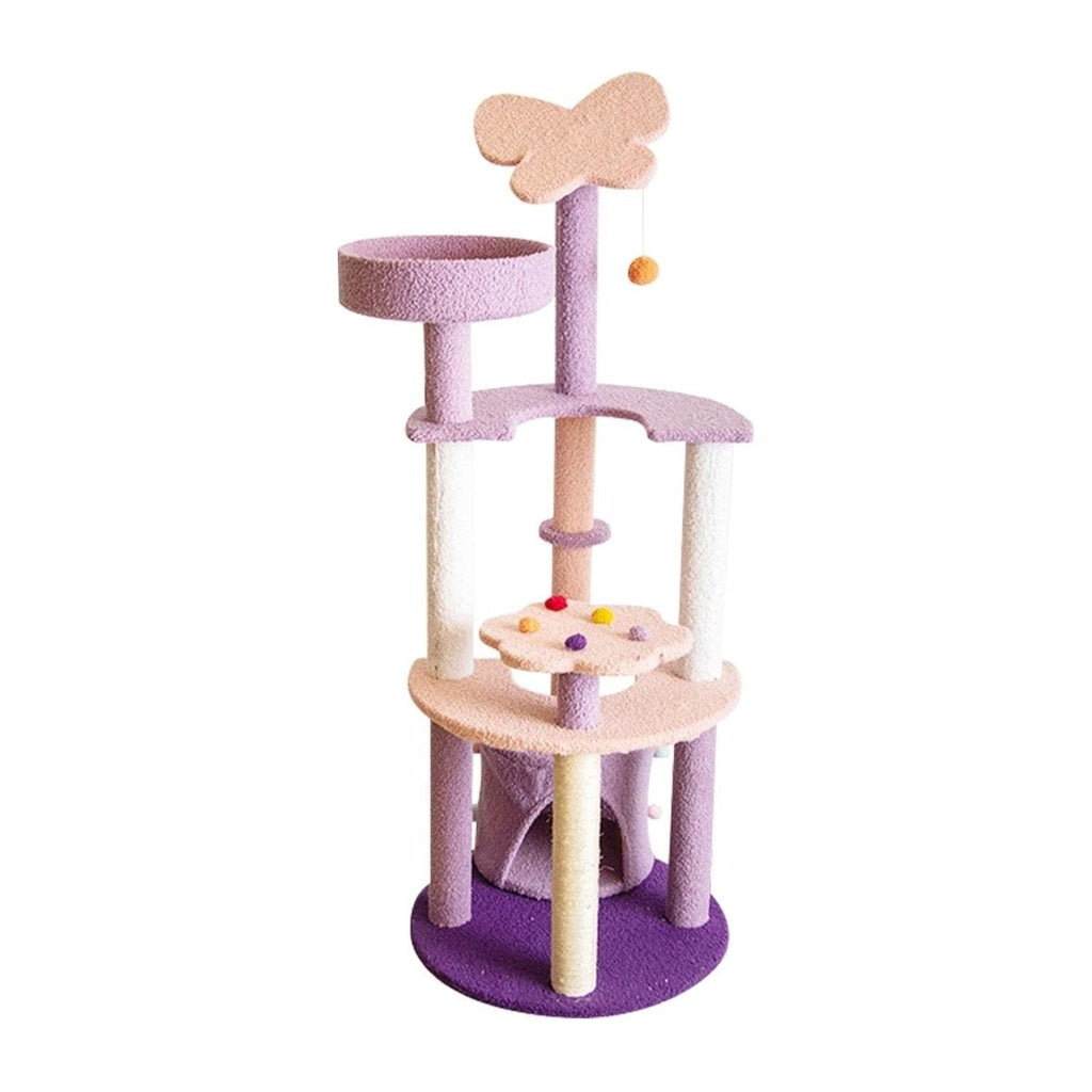 Floofi Butterfly Plush Cat Tree 128cm Pink Purple