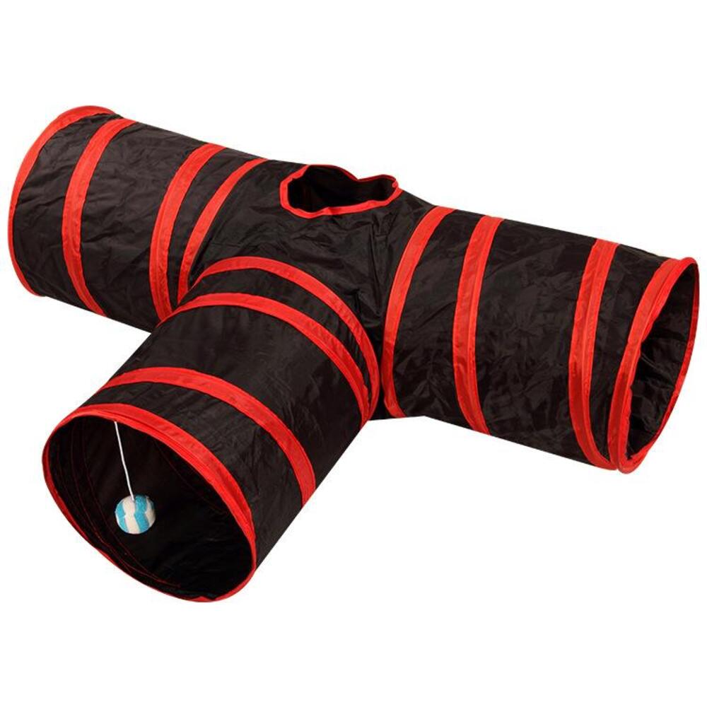 Floofi Cat Tunnel Red 4 Holes