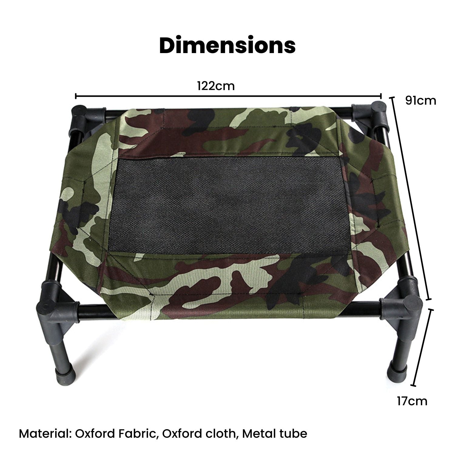 Floofi Elevated Camping Pet Bed - Army - XL