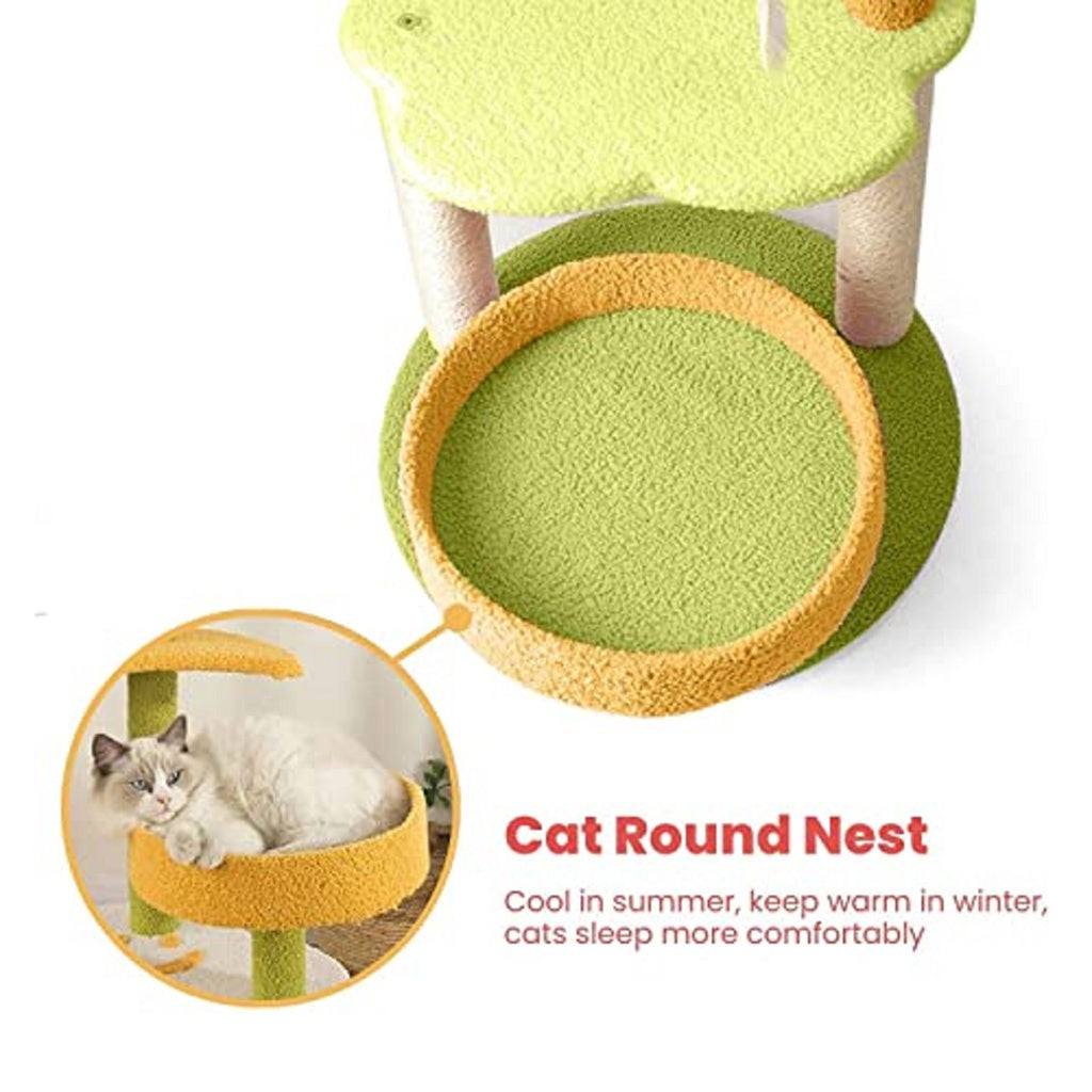 Floofi Galaxy Plush Cat Condo Cat Tree Yellow Green 101cm