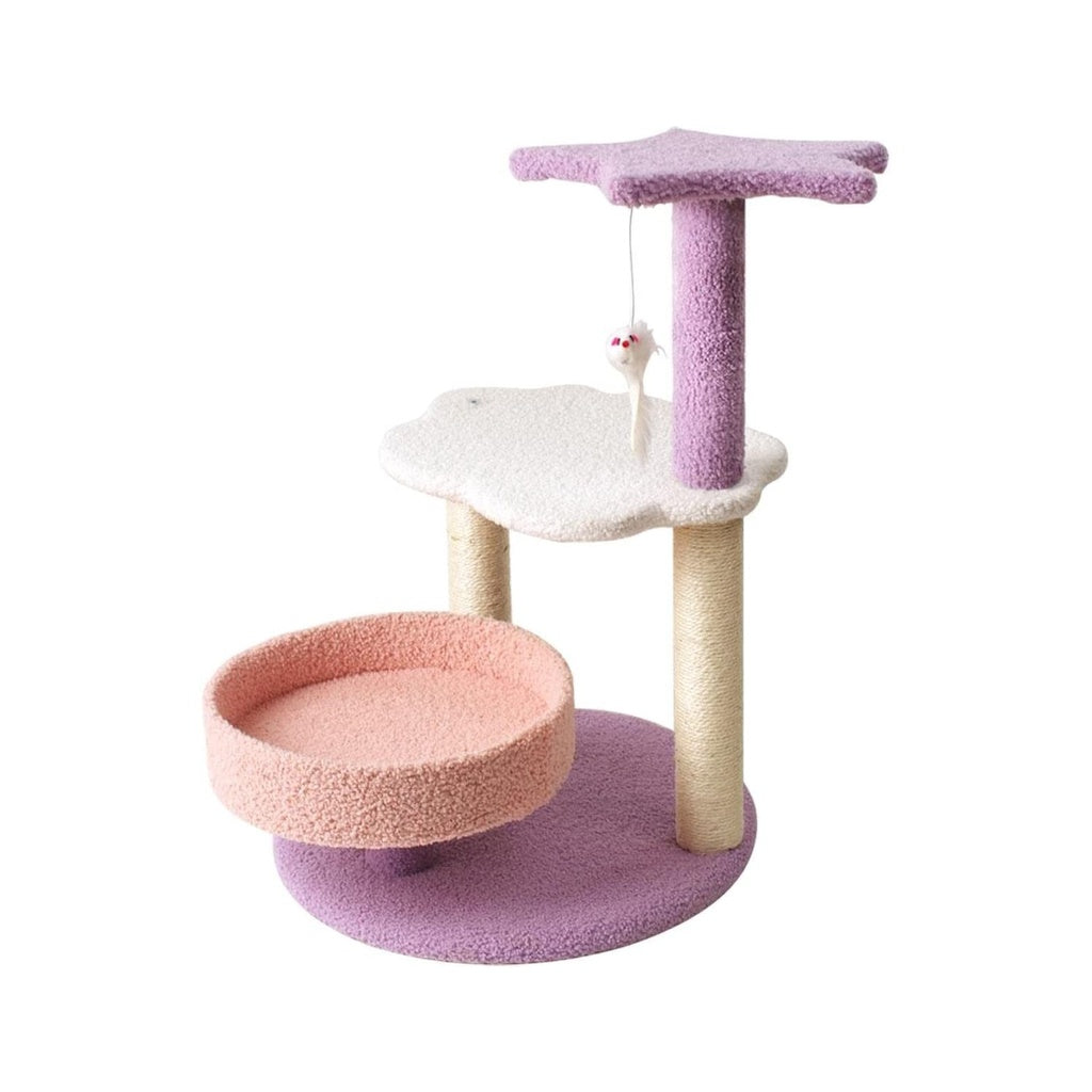 Floofi Galaxy Plush Scratching Post Cat Tree Pink Purple 61cm