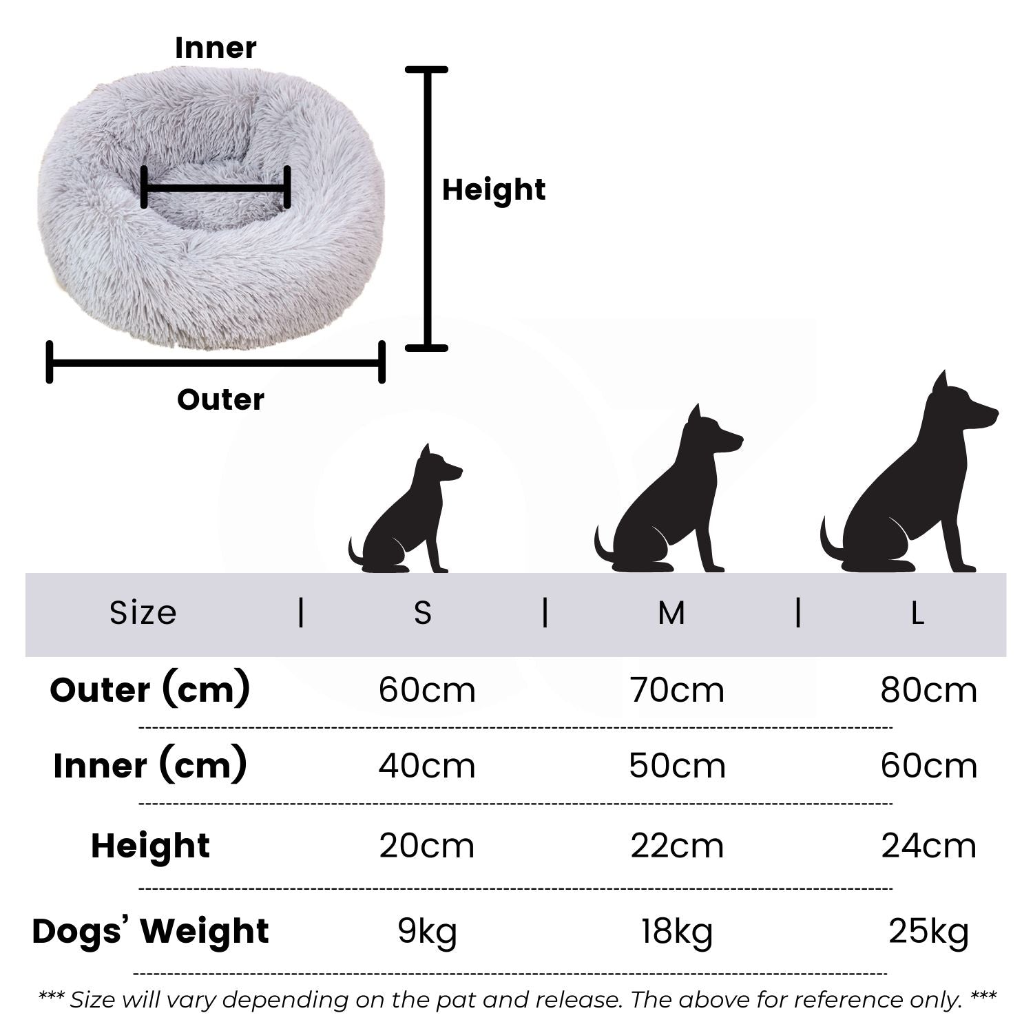 Floofi Pet Bed 70cm (Grey)