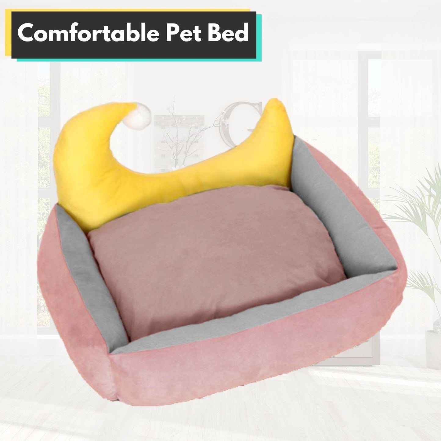 Floofi Pet Bed Moon Design Pink - M