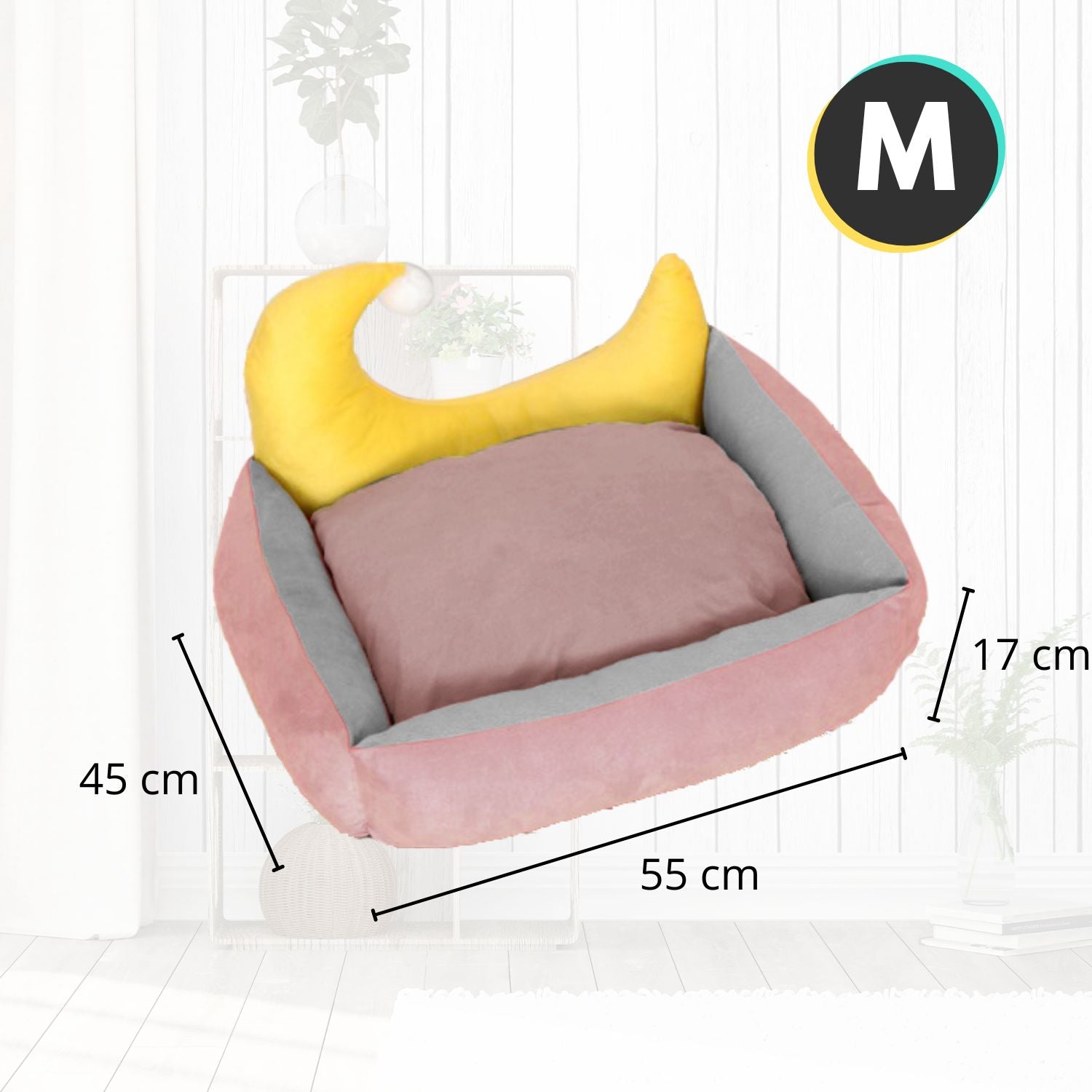 Floofi Pet Bed Moon Design Pink - M