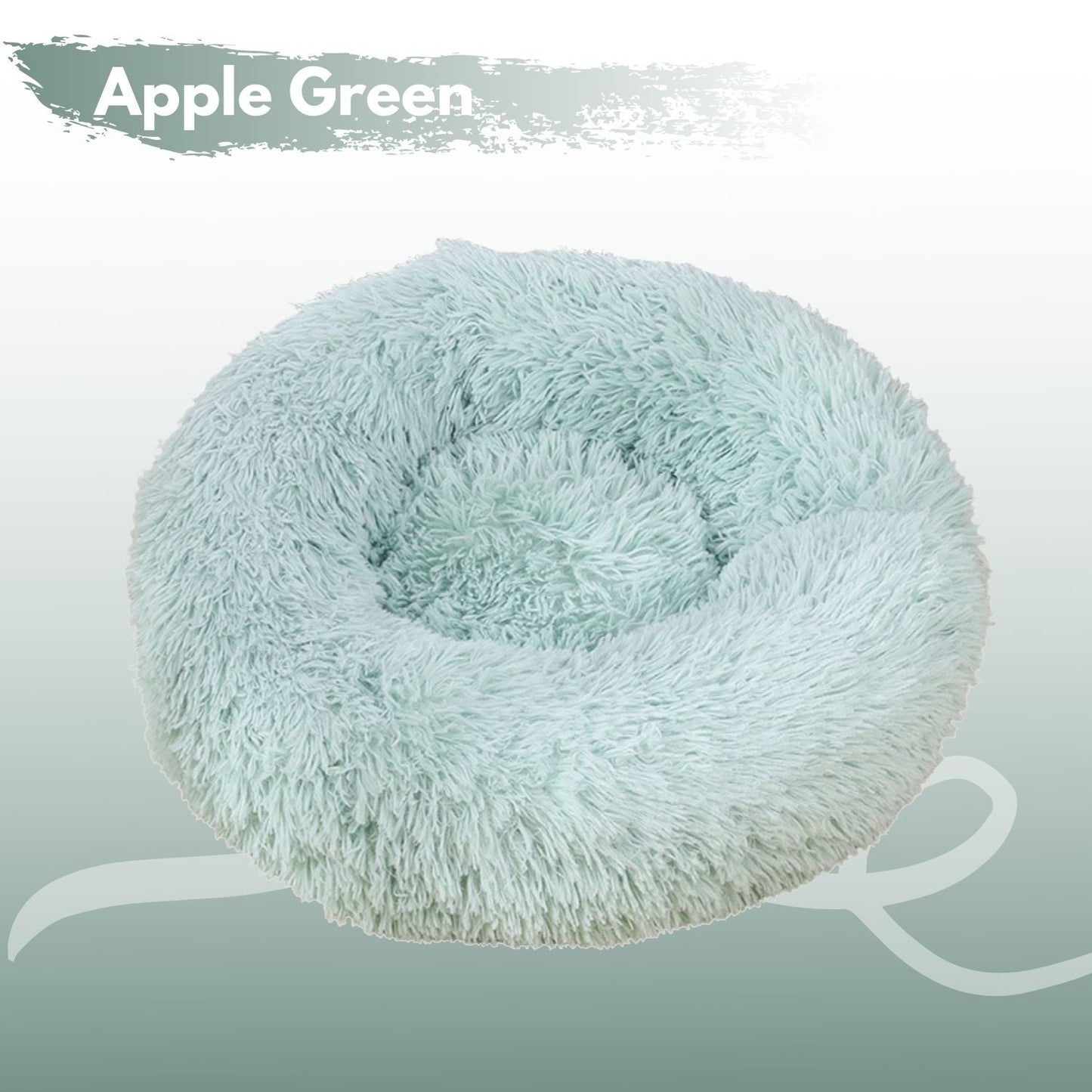 Floofi Pet Bed Round Plush (70cm Apple Green) - M