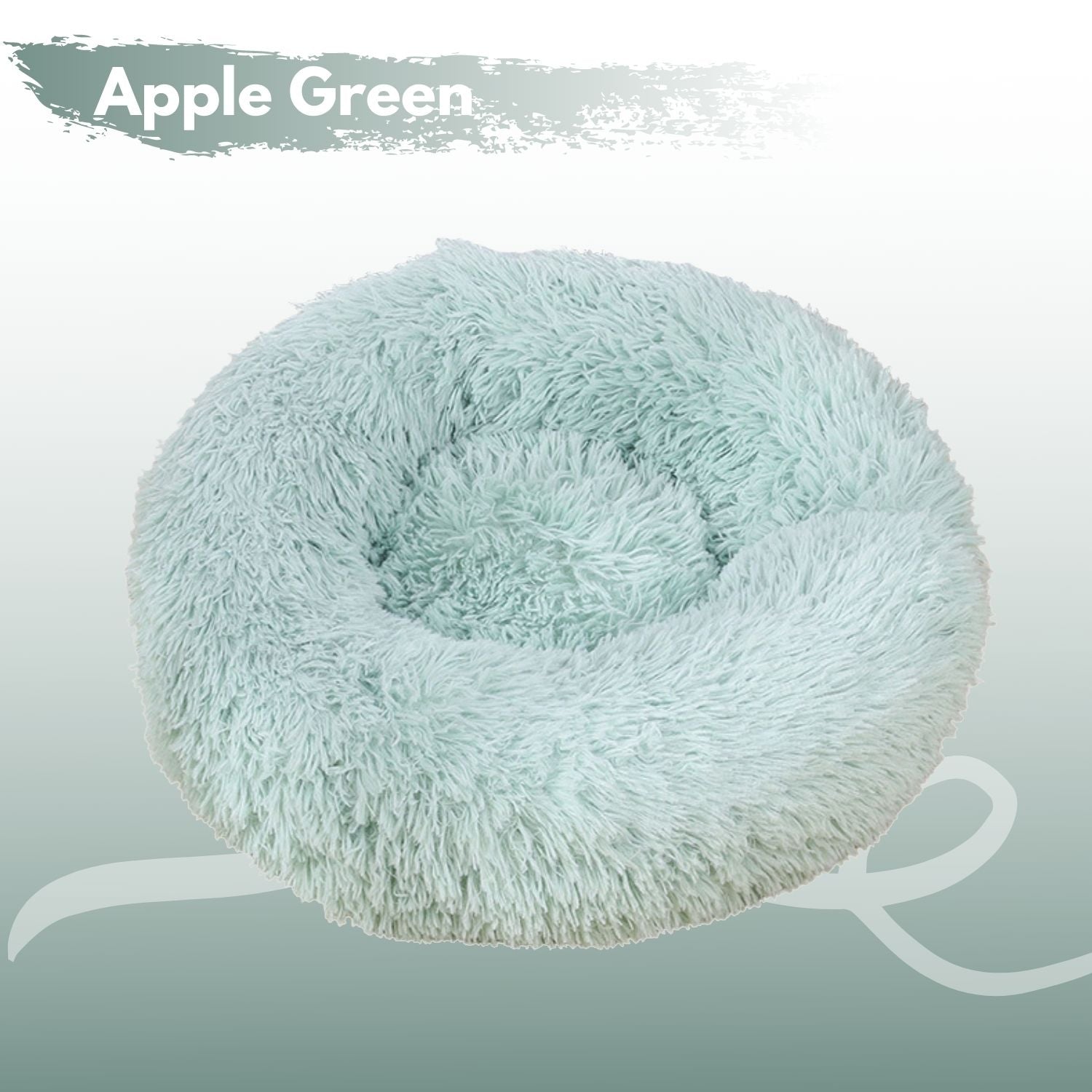 Floofi Pet Bed Round Plush (70cm Apple Green) - M