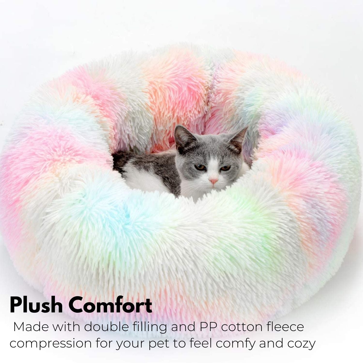 Floofi Pet Bed Round Plush (70cm Apple Green) - M