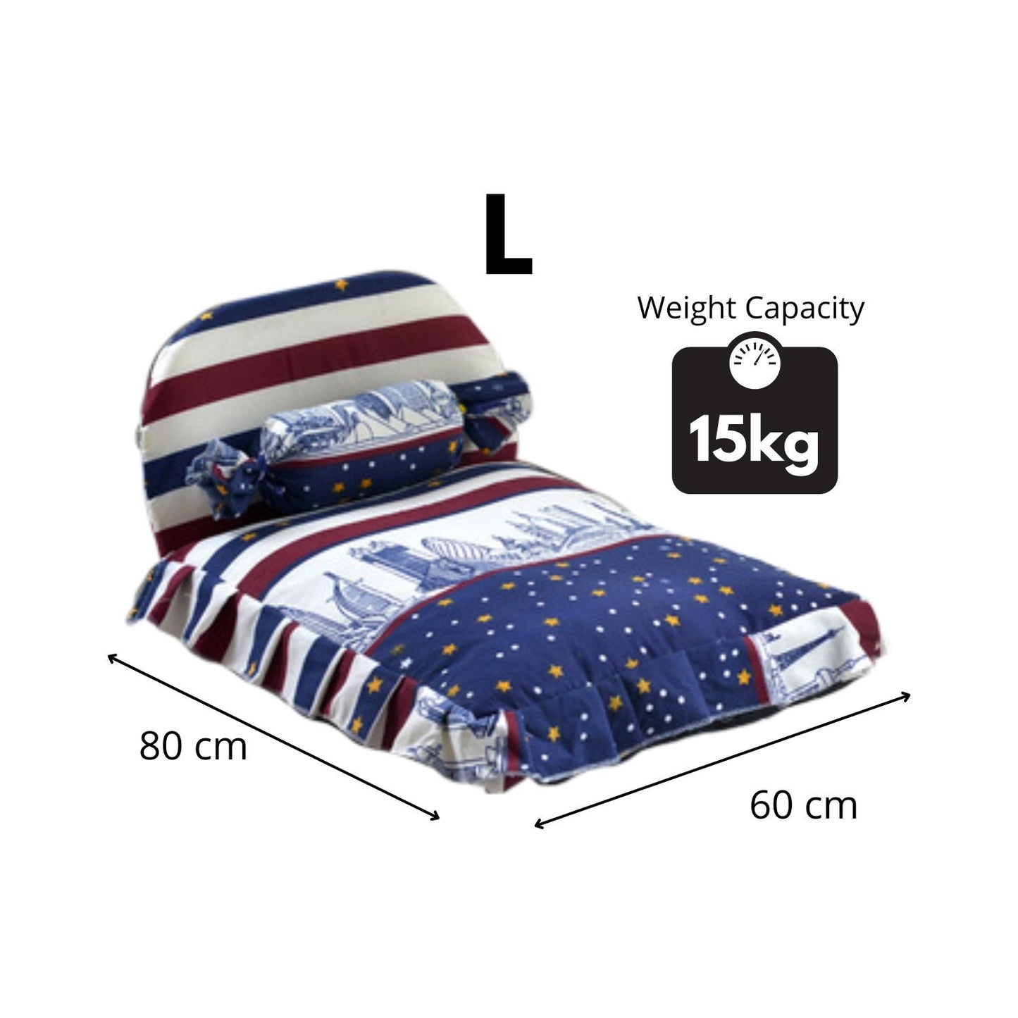 Floofi Pet Bed With Pillow and Quilt Star (L)