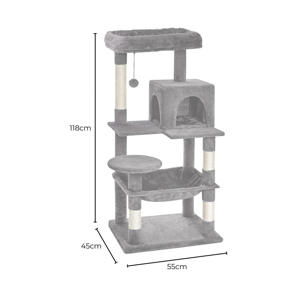 Floofi Plush Cat Condo Tree Light Grey 118cm