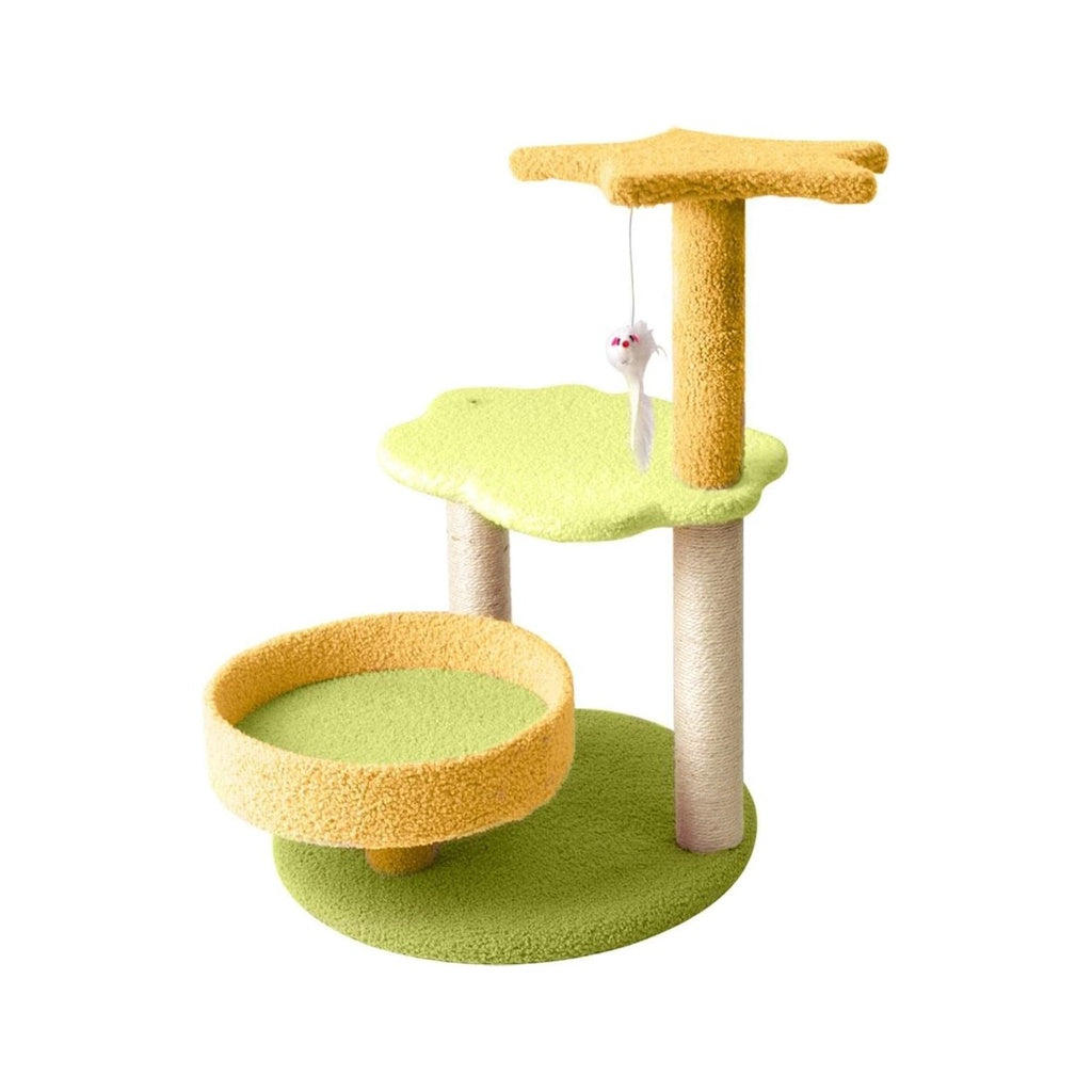 Floofi Plush Cat Scratching Post Galaxy 75cm Yellow Green