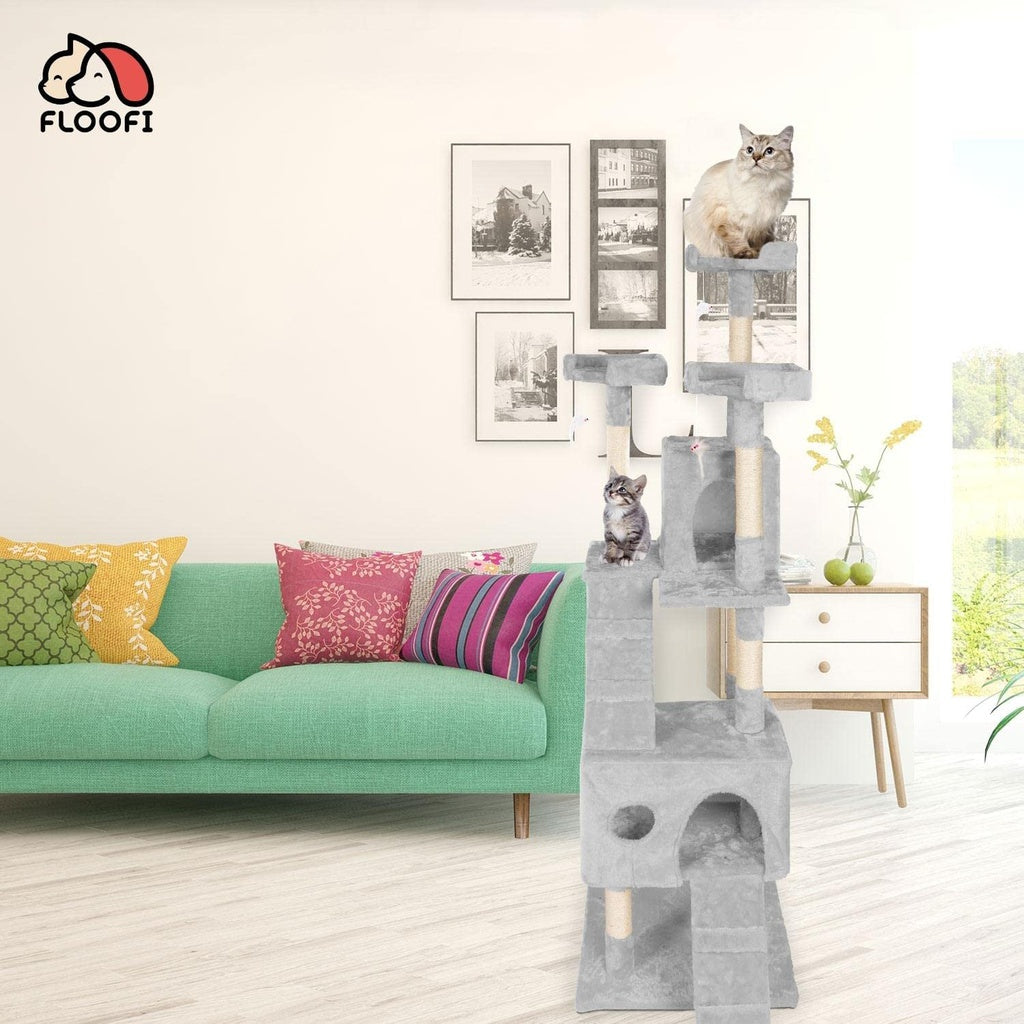 Floofi Plush Cat Tree 170cm Grey