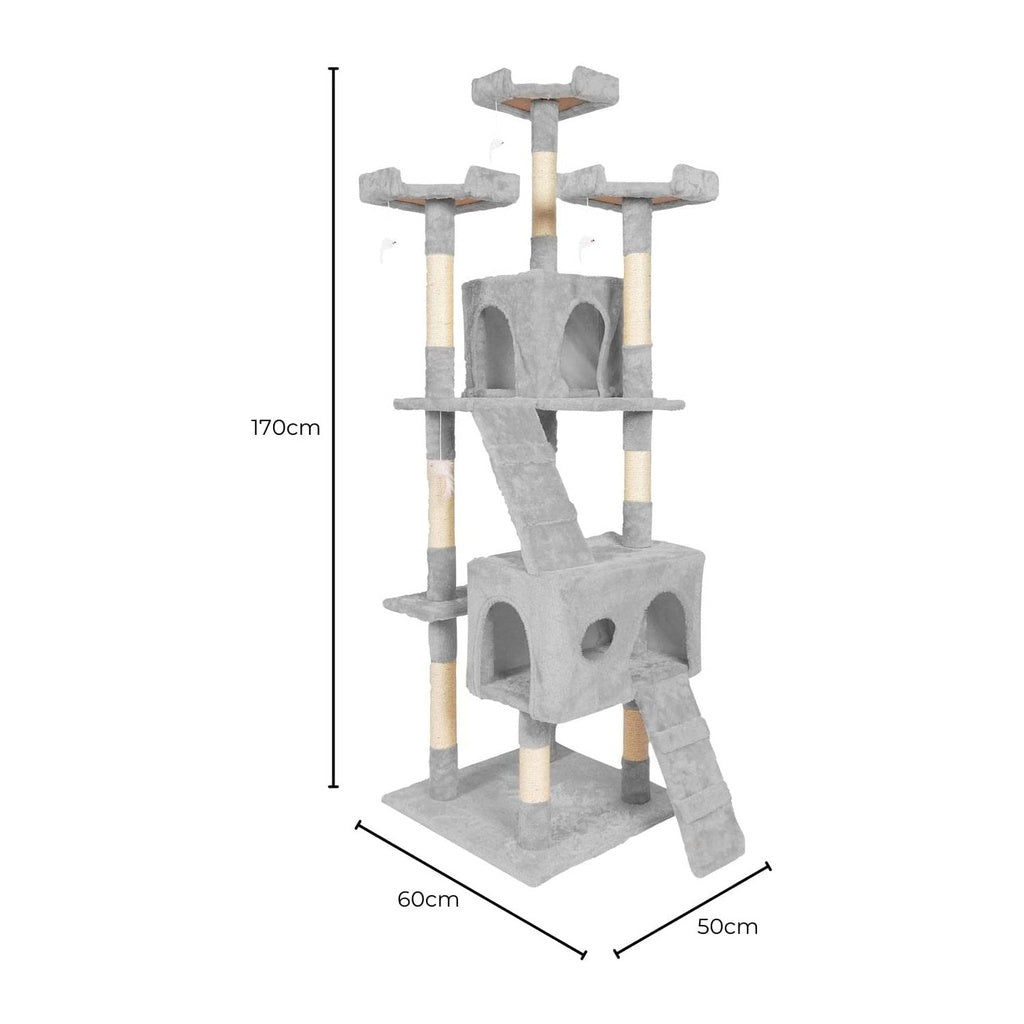 Floofi Plush Cat Tree 170cm Grey