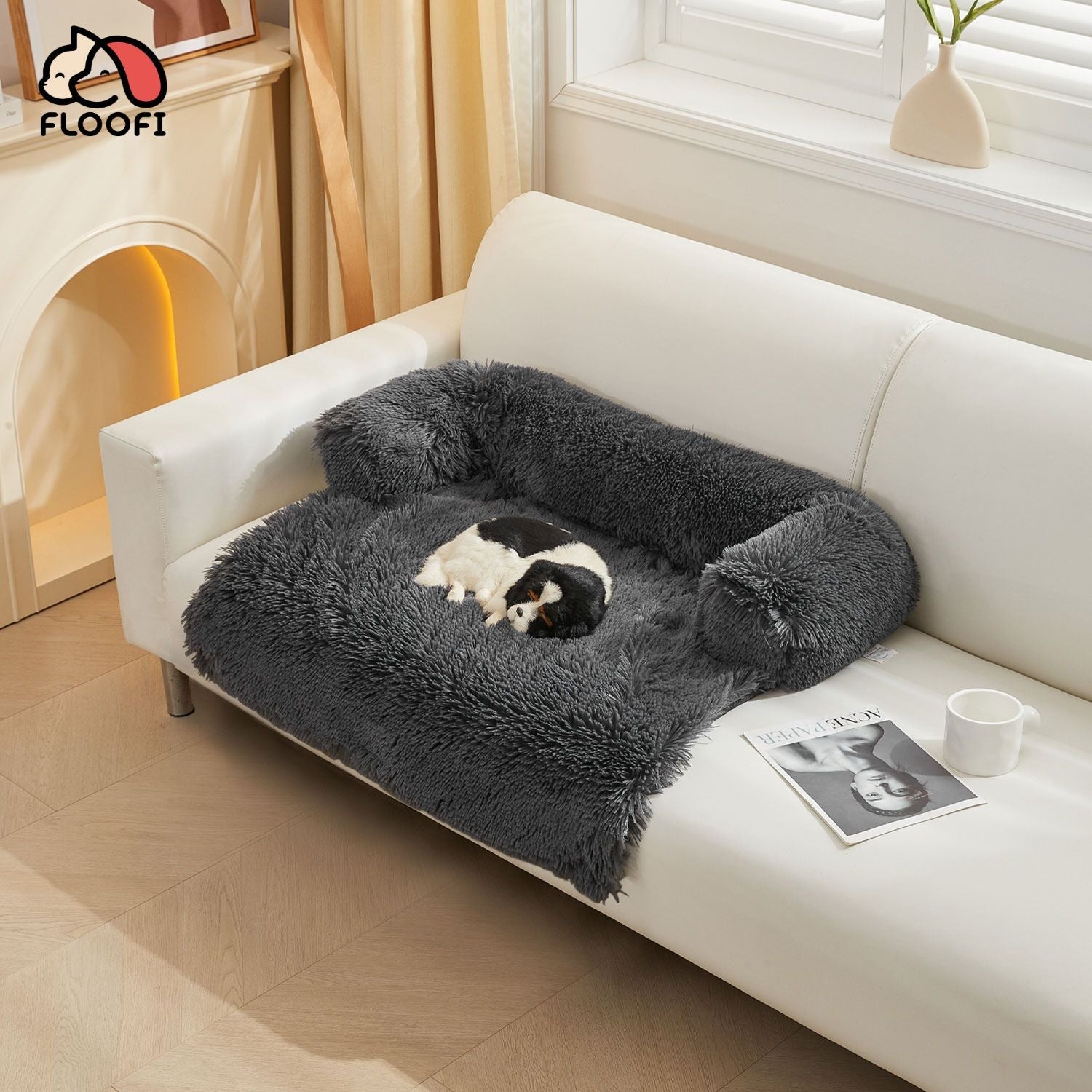 Floofi Soft Pet Sofa - Cover with Bolster S Size (Grey)