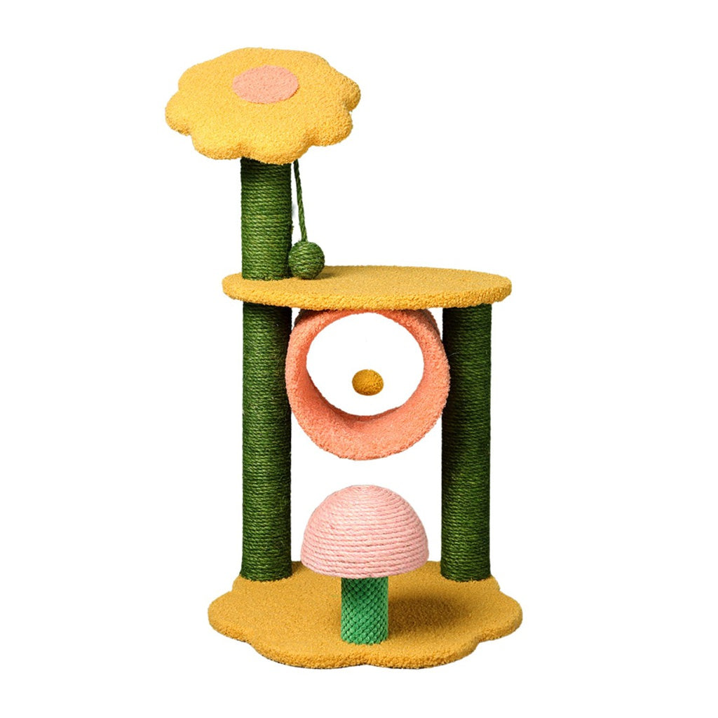 Floofi Sunflower Plush Scratching Post Cat Tree 90cm