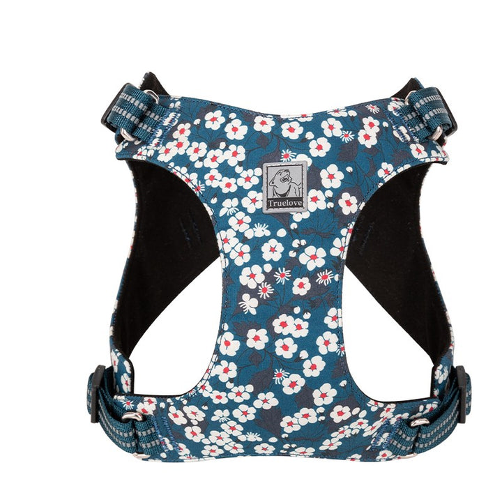 Floral Doggy Harness Saxony Blue S